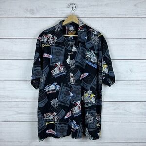 Harley Davidson x Tori Richard Oil Hawaiian Button Short Sleeve Shirt Large